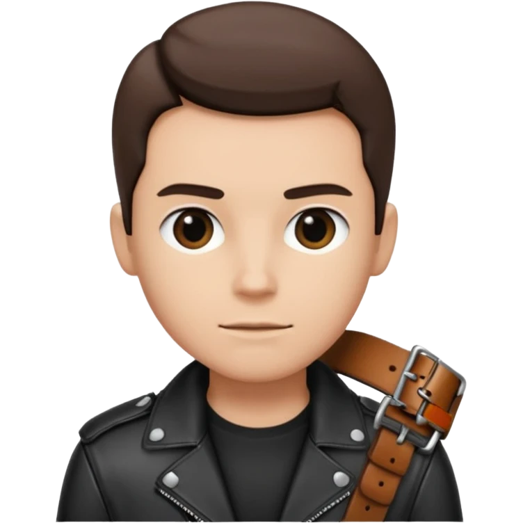 Person with straight face and belt in hand emoji