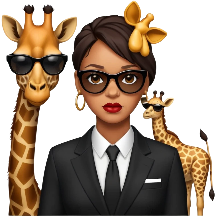 Mache mir ein Rihanna Emoji zusammen mit einer Giraffe der ein bodyguard spielt  emoji
