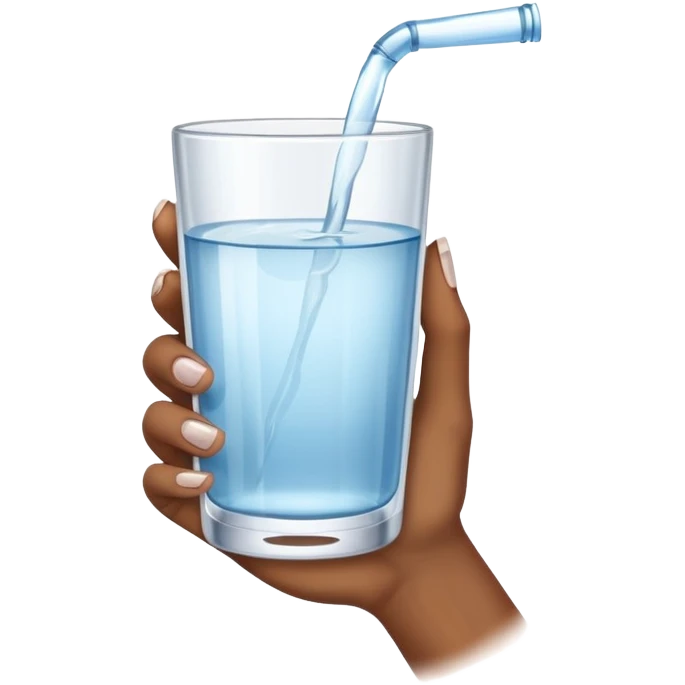 Un vaso con agua sostenido por una mano de mujer negra emoji