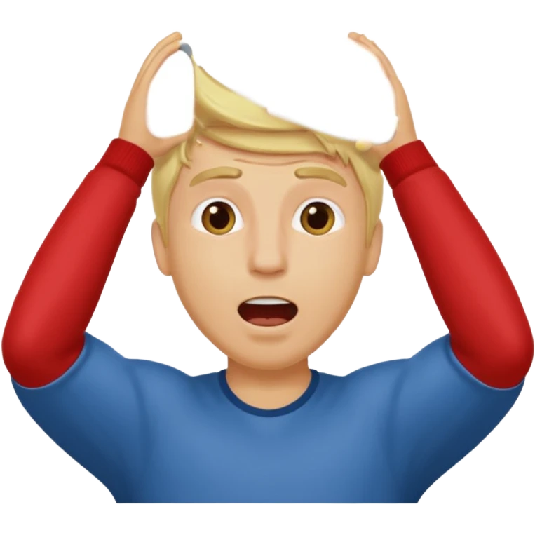 Blonde man with open mouth and hands behind his head emoji