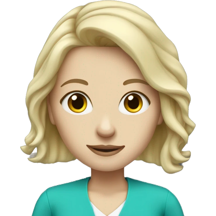 Pale girl blonde hair teacher wearing turquoise  emoji