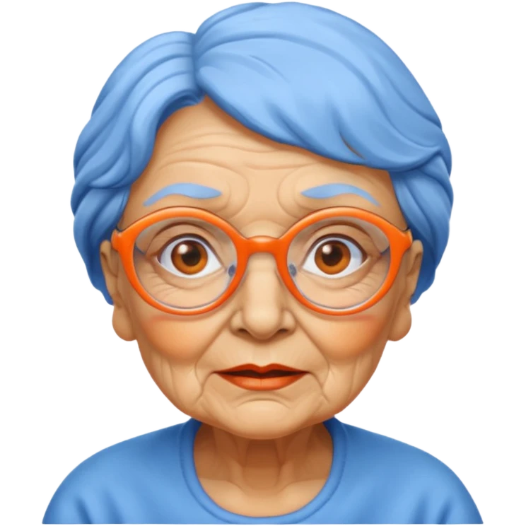 blue skinned orange glassed grandma emoji