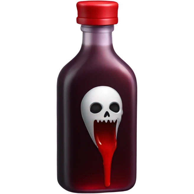 a stylish blood bottle with red liquid and a gothic cap, perfect for a vampire girl theme. emoji