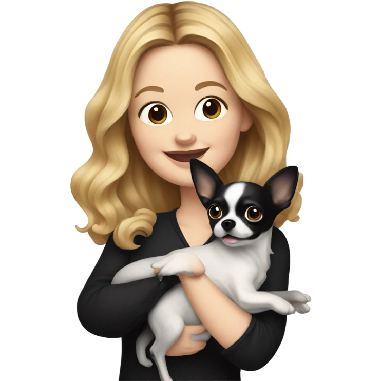 Drew Barrymore With A Black Chihuahua  emoji