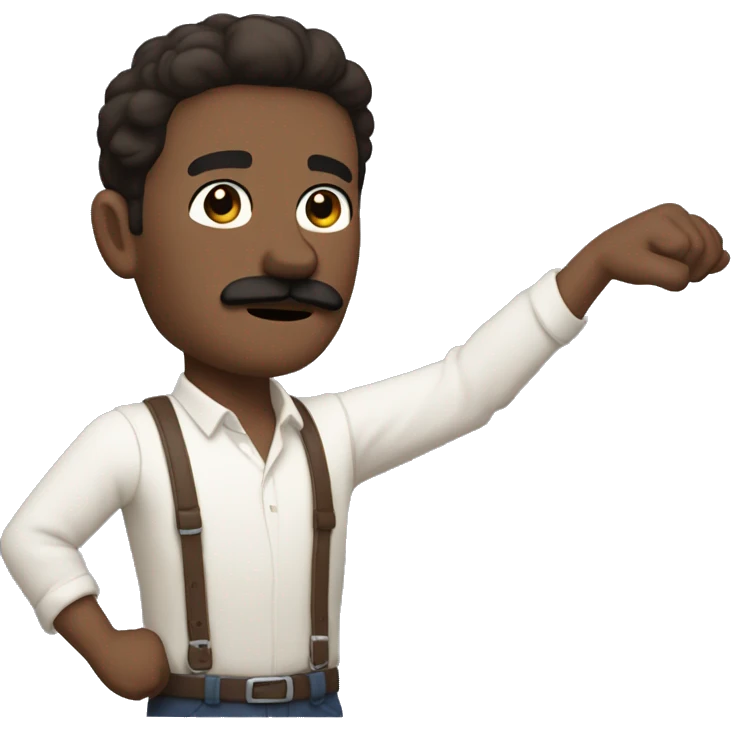 austian man with a small square moustache and dark brown side swept short hair holding up his arm emoji