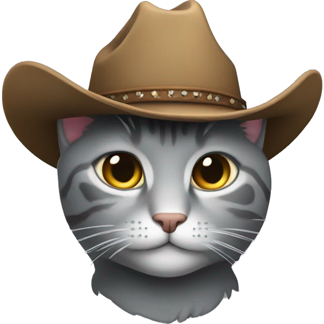 A grey cat with a cowboy hat on emoji