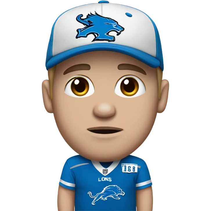 Crying Detroit lions fan white with blue eyes emoji