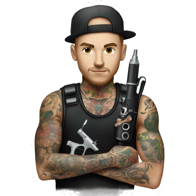 White Tattoo Artist Boy with tattoo gun emoji
