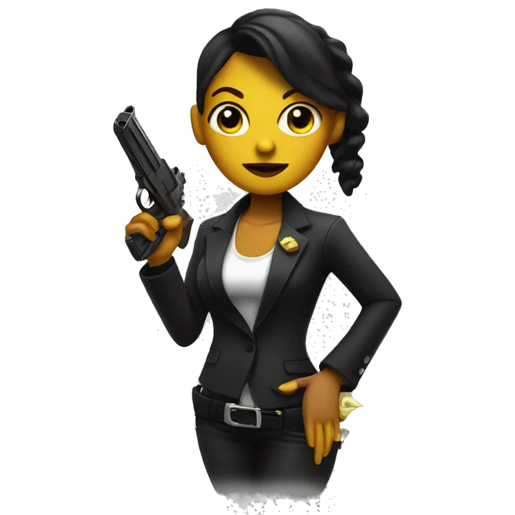 Female black gangster with a banana as a gun emoji