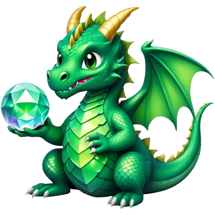 Cute dragon holding crystal ball  emoji