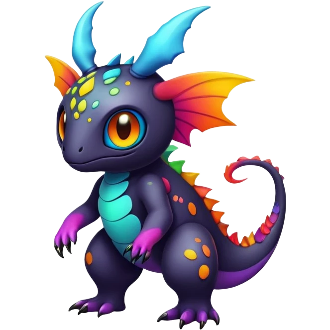 colorful dark Fakémon-creature with random markings emoji