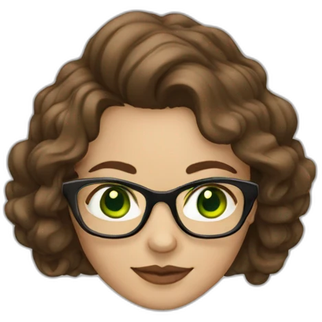 woman-with-wavy-brown-hair-square-glasses-green-eyes emoji