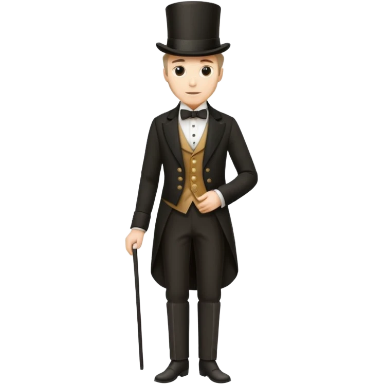 Elegant 19th century man wearing a top hat, full body, standing emoji
