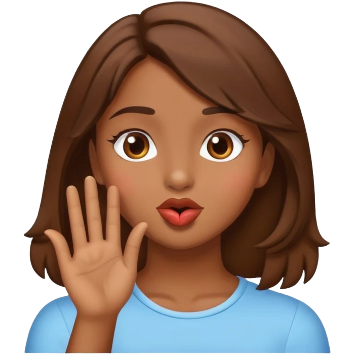Chica morena de piel y pelo lanzando un beso  emoji