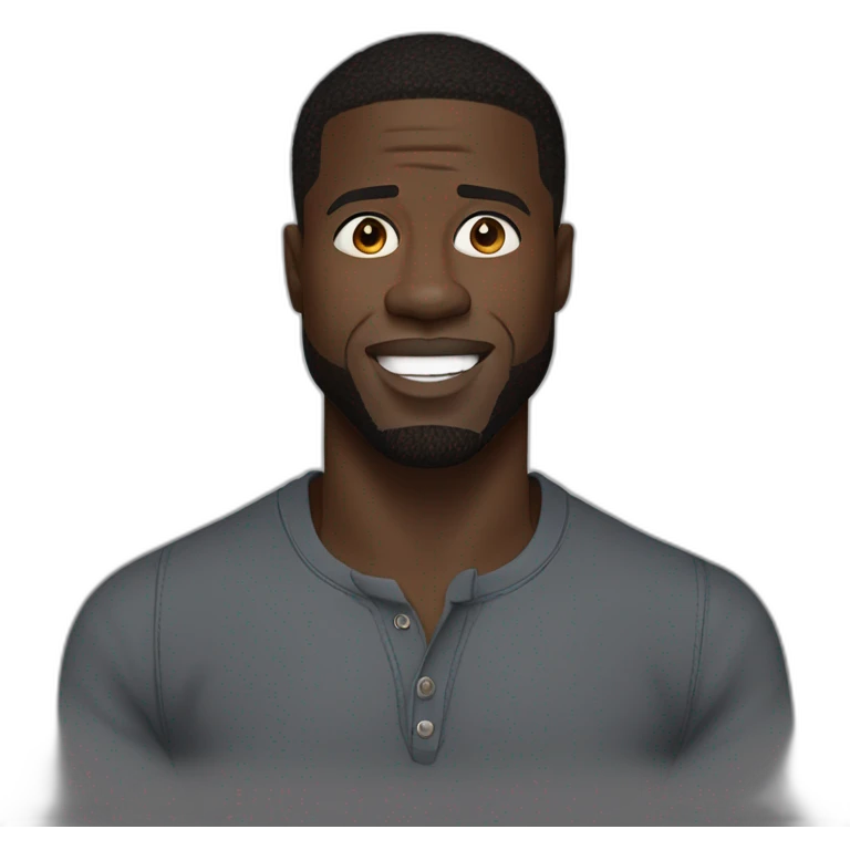 actor kevin hart cartoon wearing henley and small eyes emoji