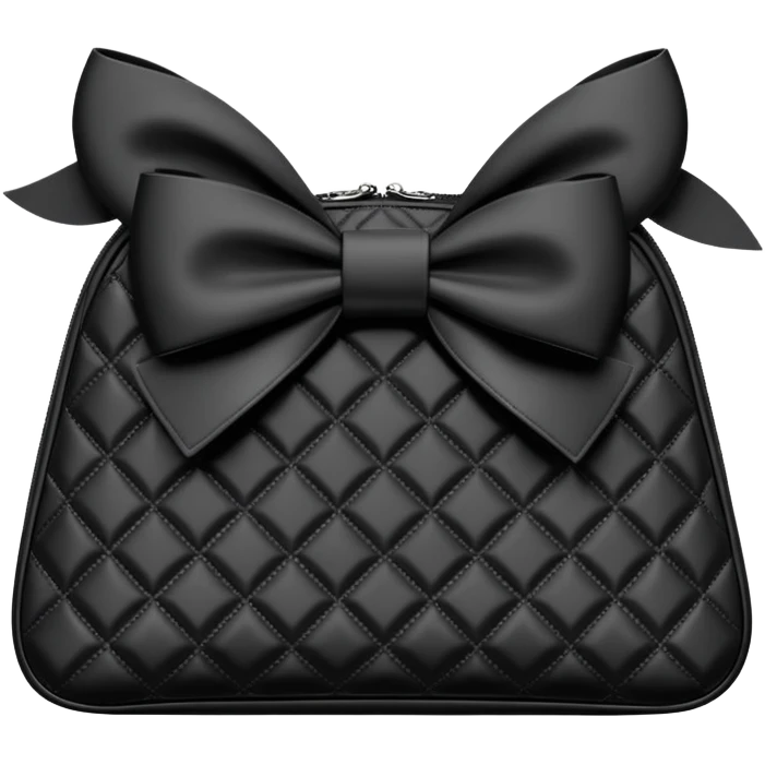 Black quilted cosmetics bag with black bow   emoji