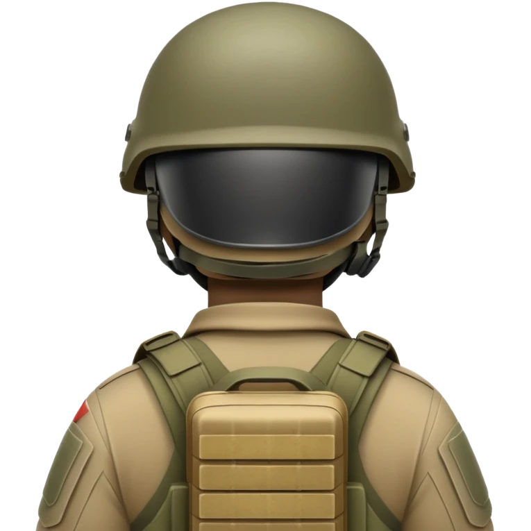 rear view of army soldier wearing combat helmet emoji