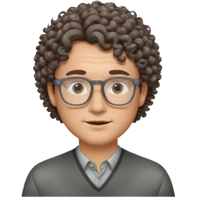 homme blanc avec cheveux brun frisés et lunettes grise emoji