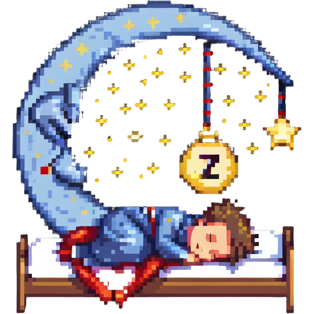boy sleeping with Z symbols stars and moon emoji