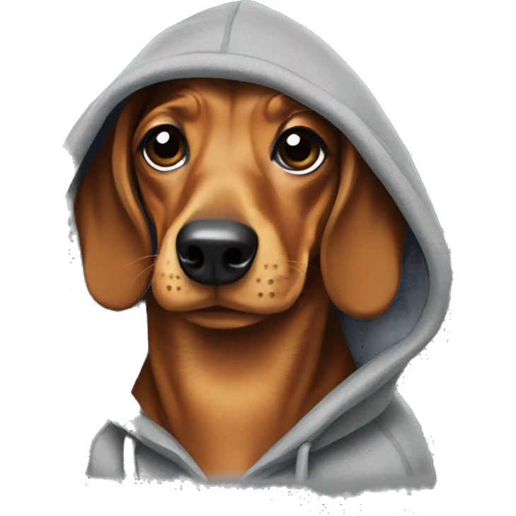 Dachshund wearing a hoodie emoji