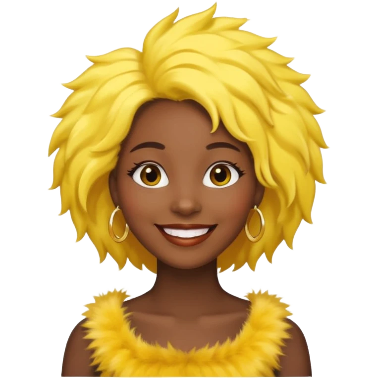 fashionist black woman with yellow fur hair clip emoji
