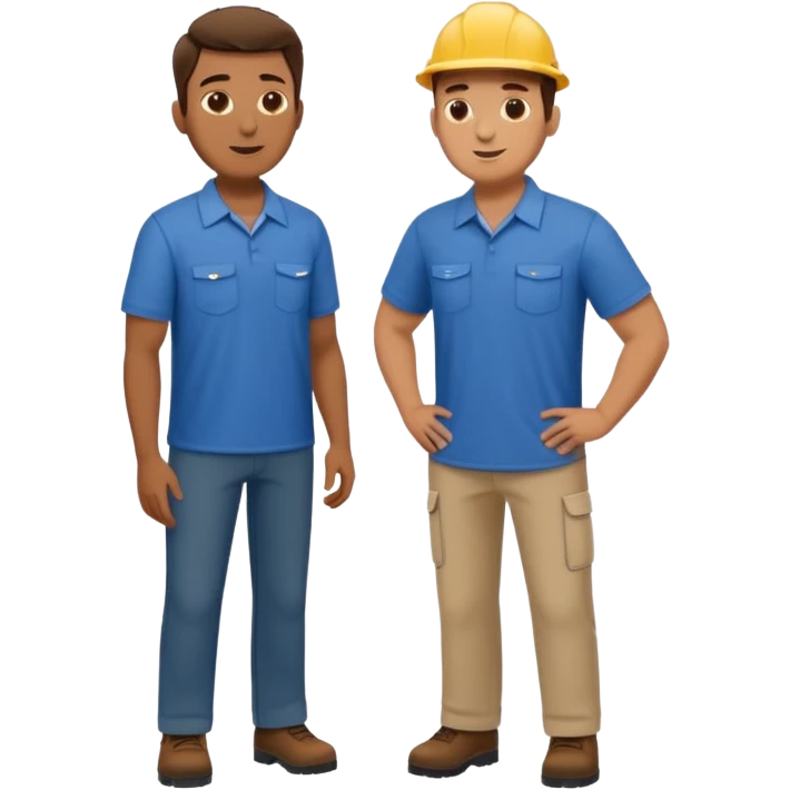 Landscaping company employee talking to his client, full body emoji