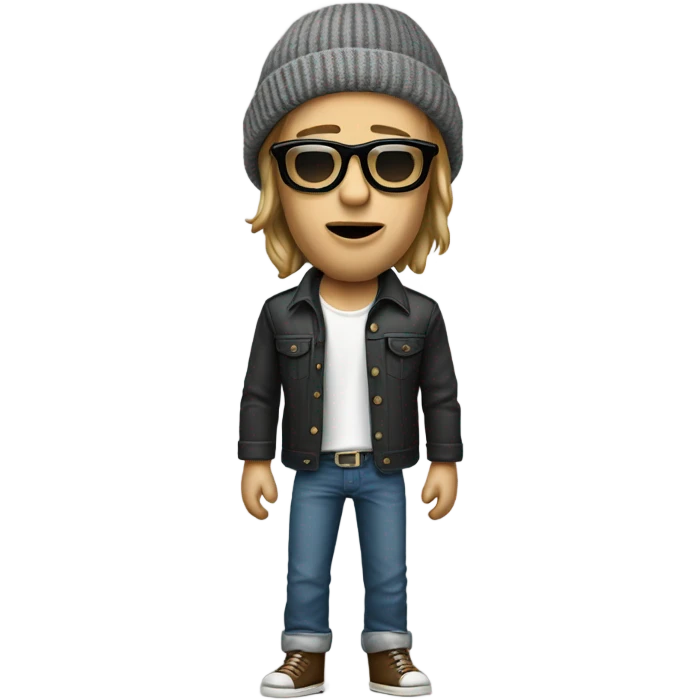single Brad Pitt in hipster clothes emoji
