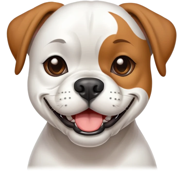 white boxer dog smiling winking emoji