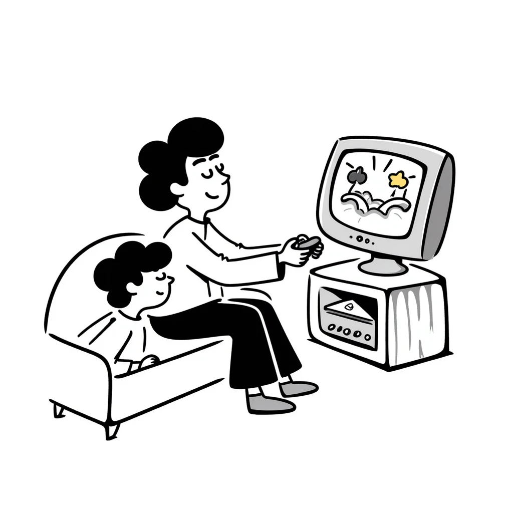 A person plays with the GameCube on tv with friends, sitting in the couch emoji