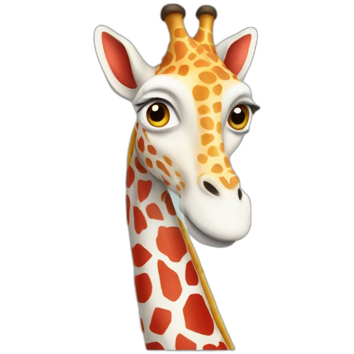 white jiraffe with a  red beanie  emoji
