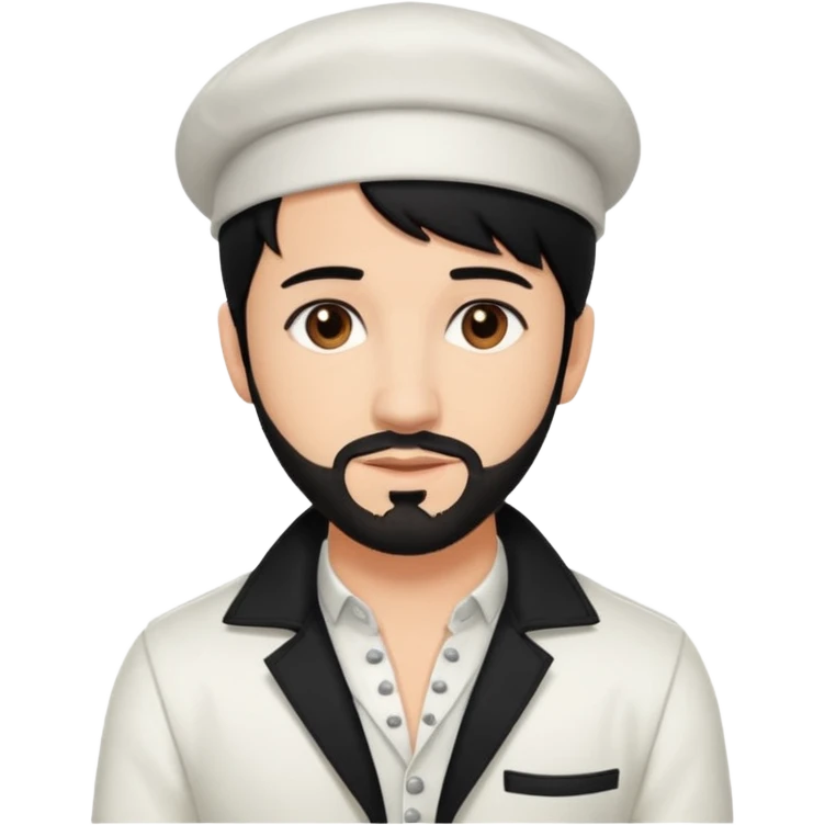 AJ McLean brown eyes, black hair, white outfit emoji