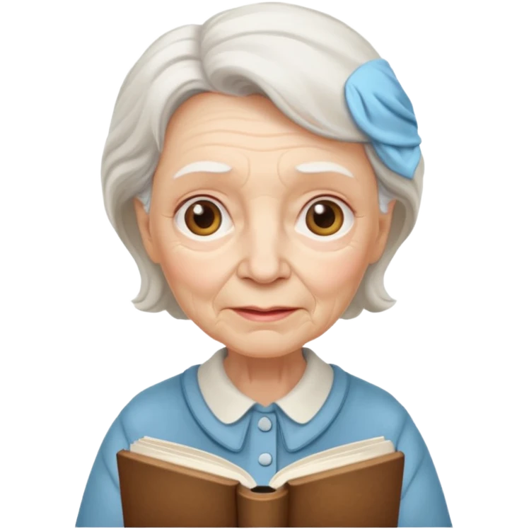 elderly female holding book emoji
