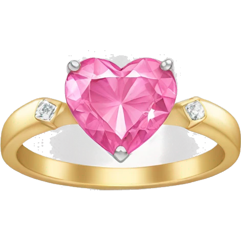 Sliver ring with a pink heart diamond emoji