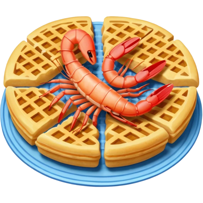 Shrimp with on a blue waffle emoji