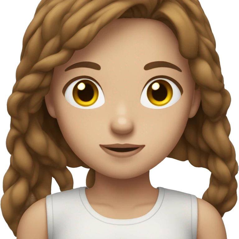 girl with brown hair in white shirt outdoors emoji