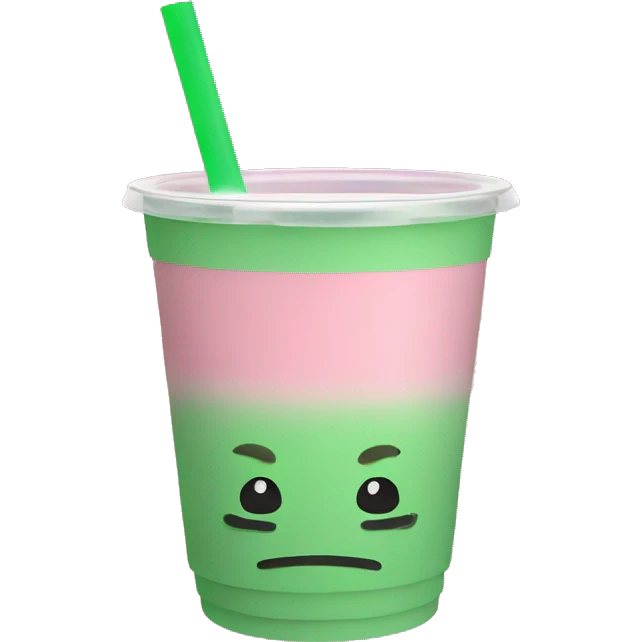 Pink boba green tea plastic cup  emoji