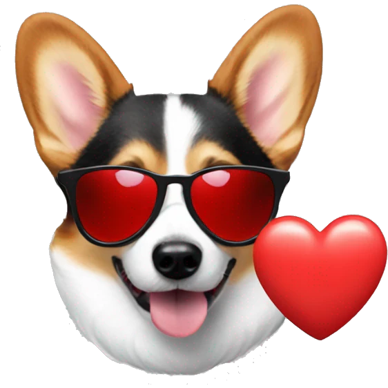 corgi with red heart sunglasses on emoji