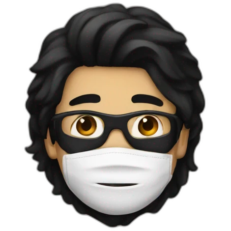 A guy with a black hair wearing a mask  emoji