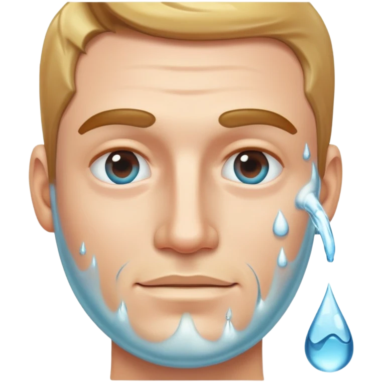 White man with water on face emoji