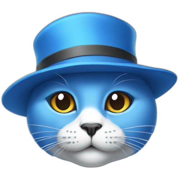 blue cat, hat emoji