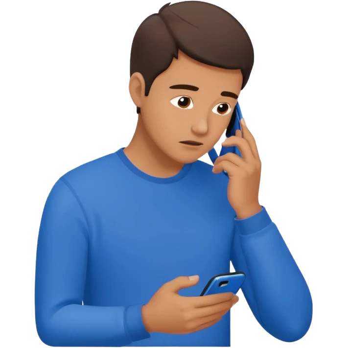 a man hunched over his cell phone, flat color icon style emoji
