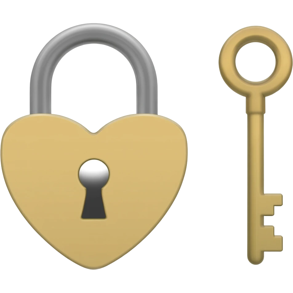 Light beige heart-shaped lock and key burgundy emoji