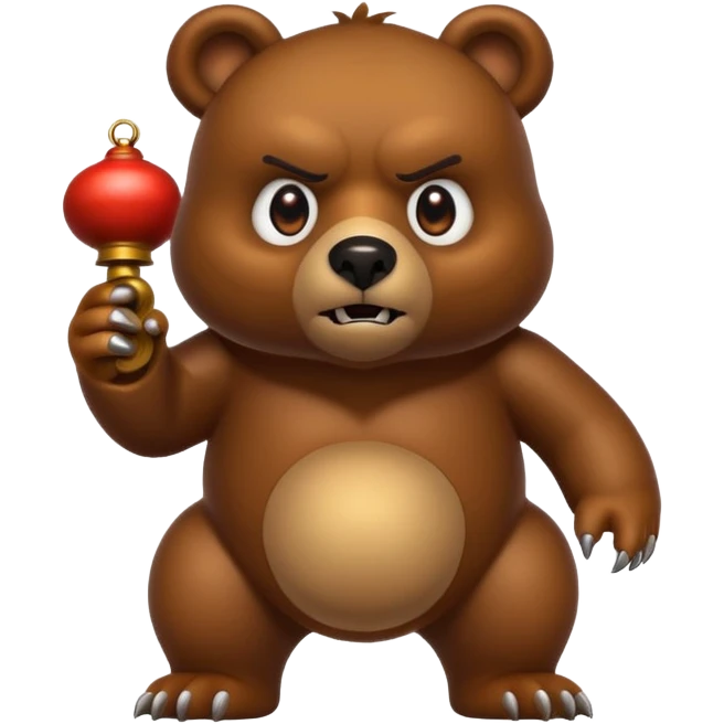 Evil bear with bell on its butt emoji