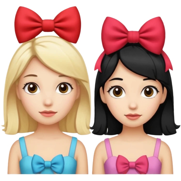 A blonde accompanied by her black-haired friend with a bow on her head emoji