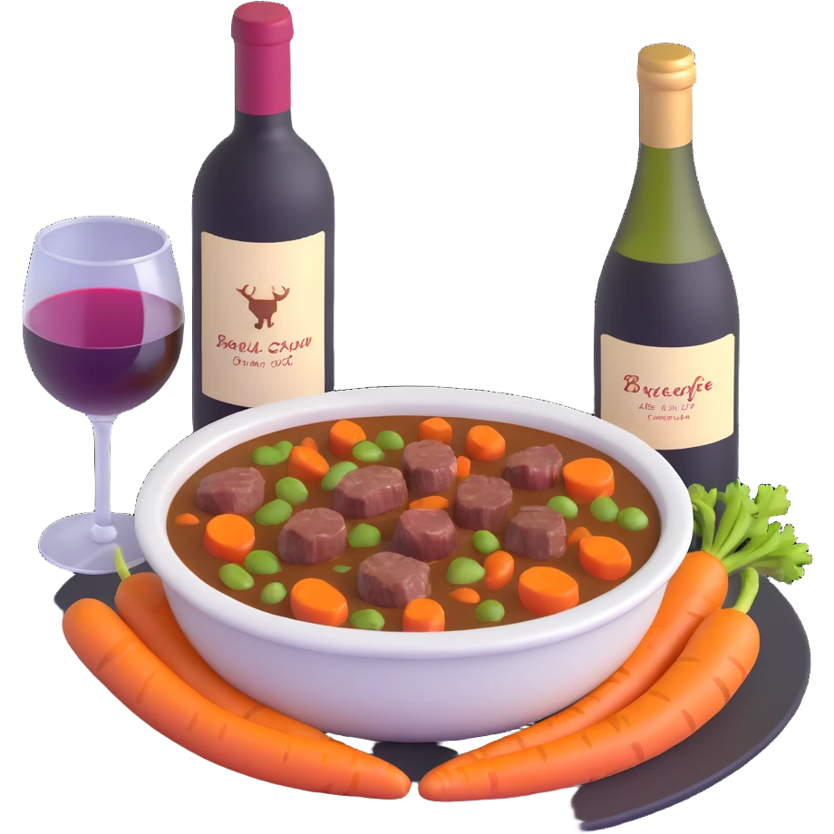 boeuf bourguignon french beef stew with carrots and wine emoji