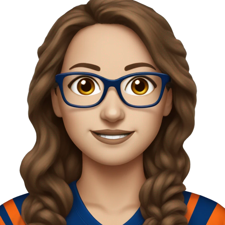 female brown hair glasses nhl fan edmonton oilers emoji