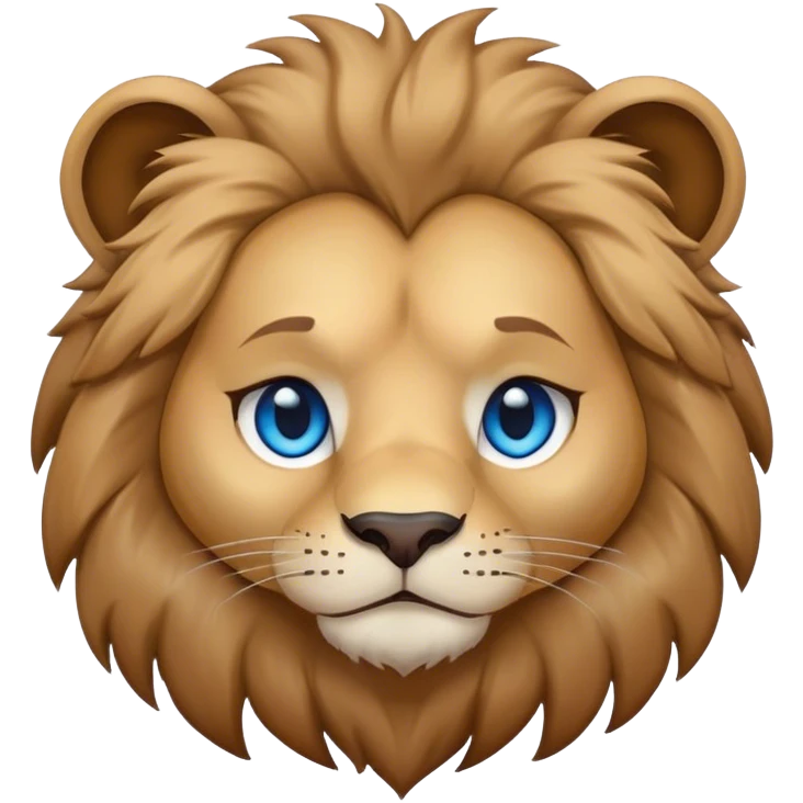 Cute sad blue eyed lion emoji
