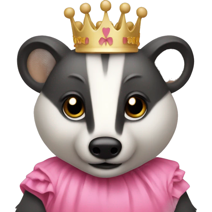 badger with crown and pink dress emoji