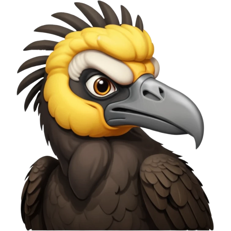   Old black angry  vulture looking ahead emoji