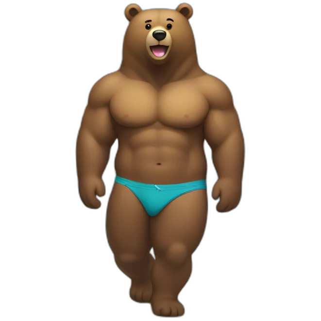 Bear in Speedo on a beach emoji